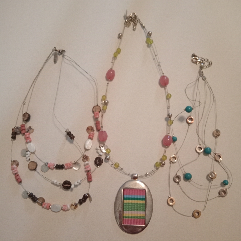 #723.  3 Piece Multi Wire Necklace Bundle